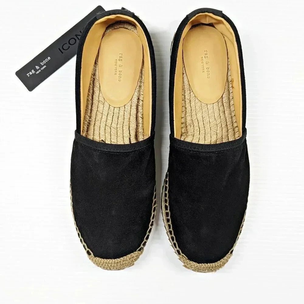 Rag & Bone Women's Espadrille Runner Black Suede Flats Size 40 EU (MSRP $295)